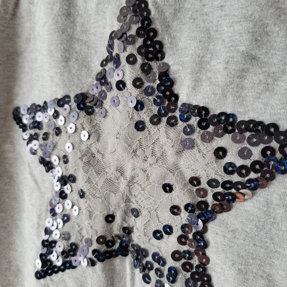 Justice sequin lace star tank top built in bra 8